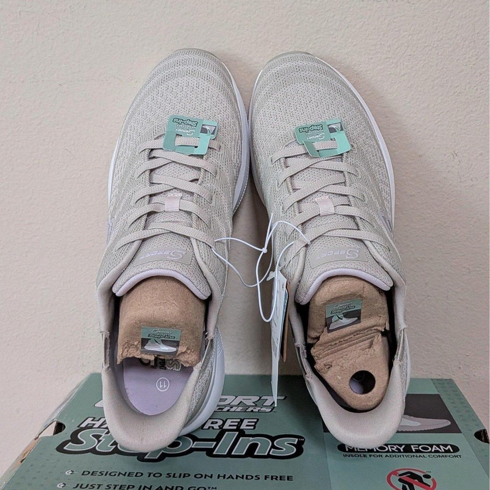 New Skechers S Sport Women's Tairyn Step In Slip On Sneakers Shoes Taupe 11 - Picture 3 of 5